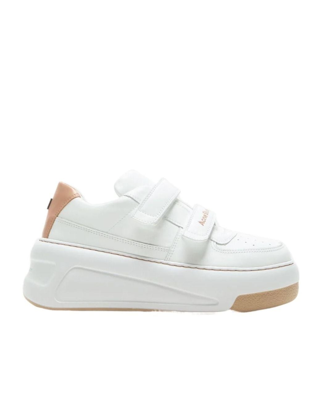 Acne White Touch-Strap Leather Sneakers for men