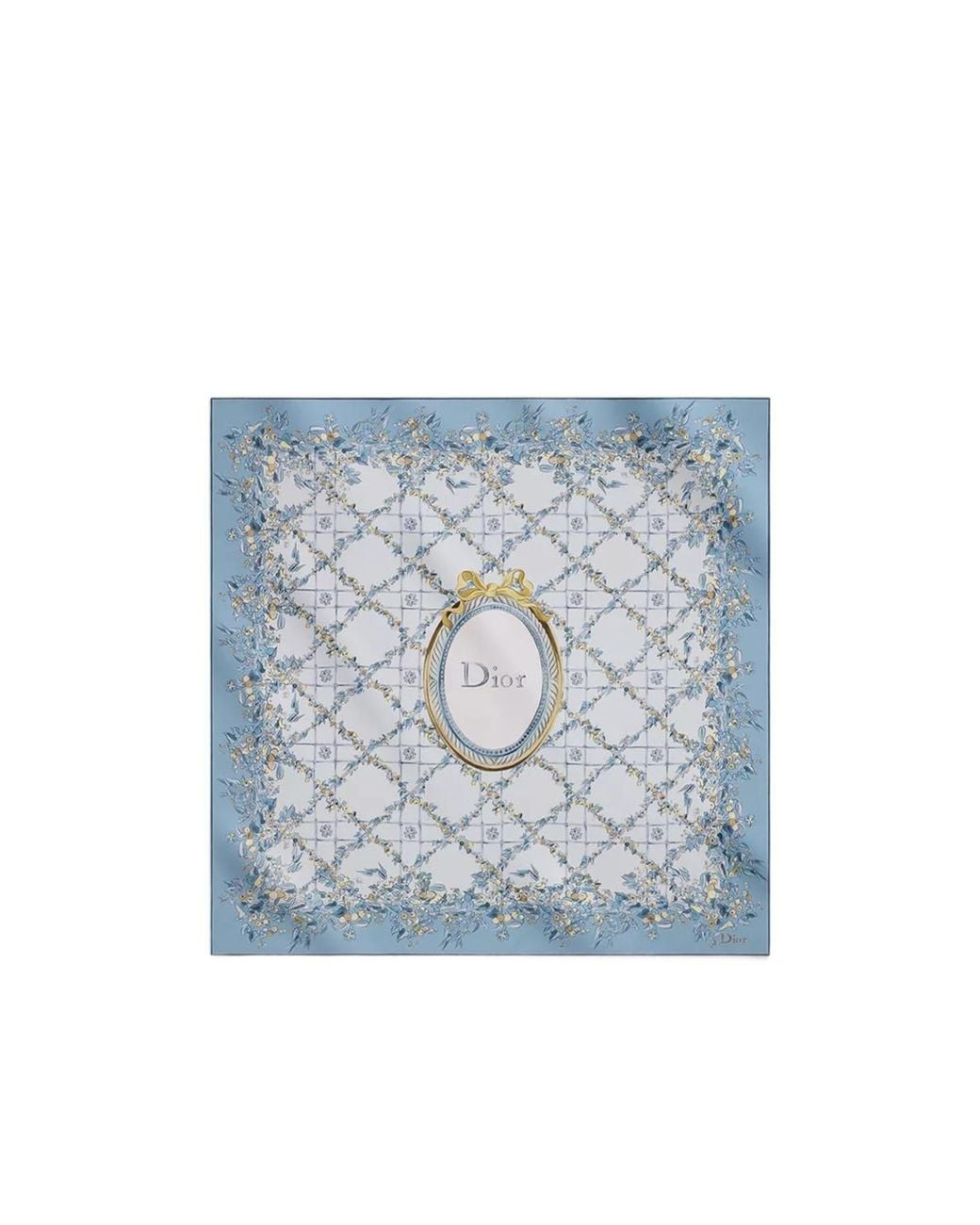 Dior Blue Floral Cannage 90 Square Scarf