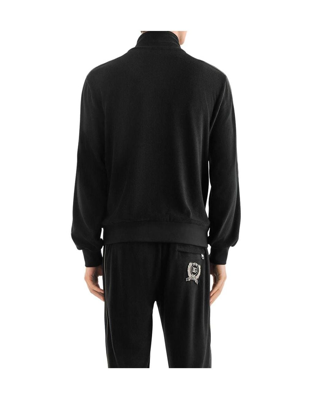 Dolce & Gabbana Black Crest Zip-Up Sweater for men