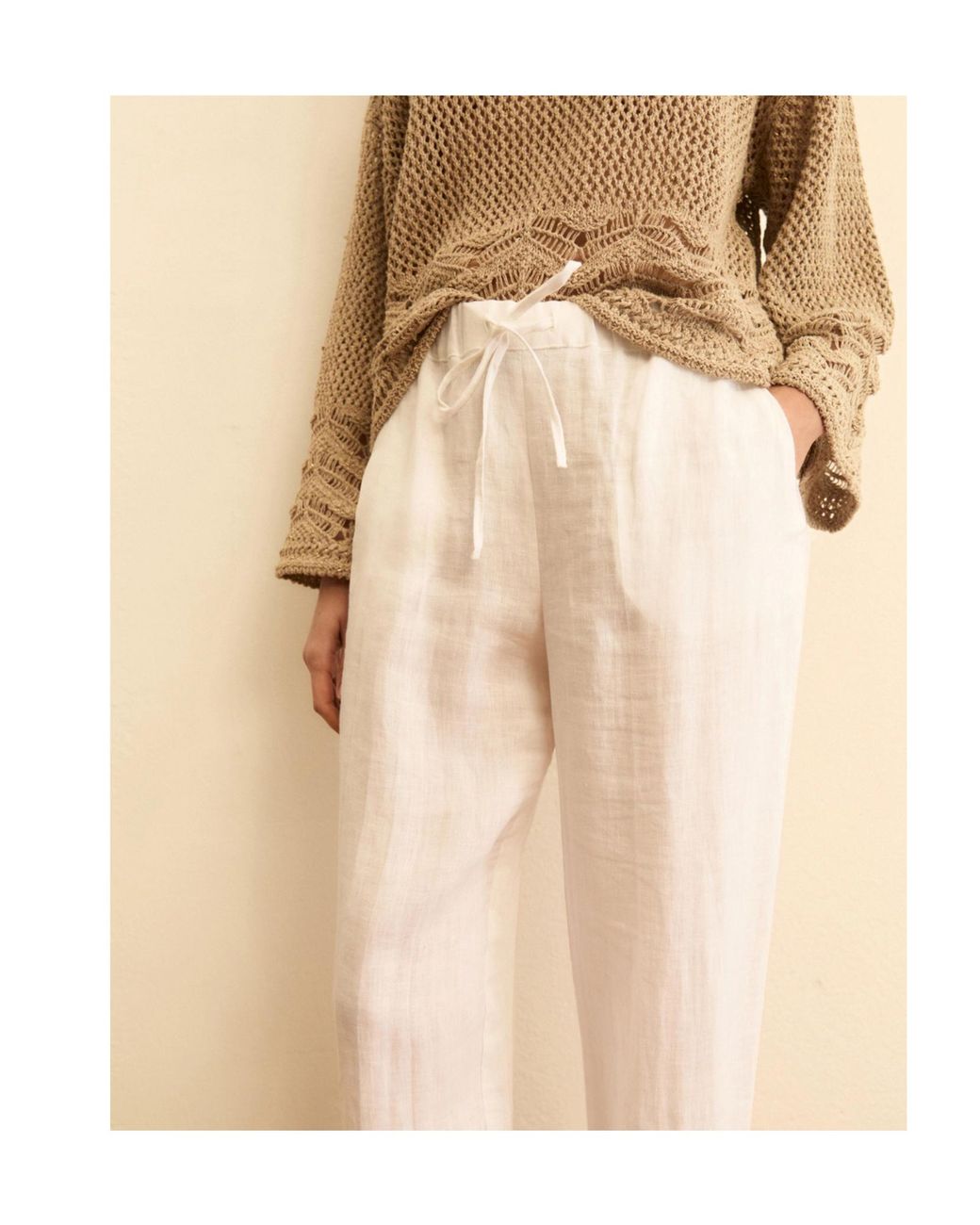 Marella Natural Linen Canvas Joggers