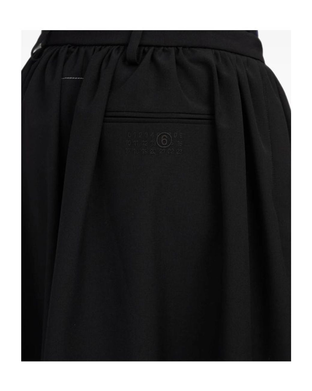 MM6 by Maison Margiela Black Gathered Wide Leg Shorts