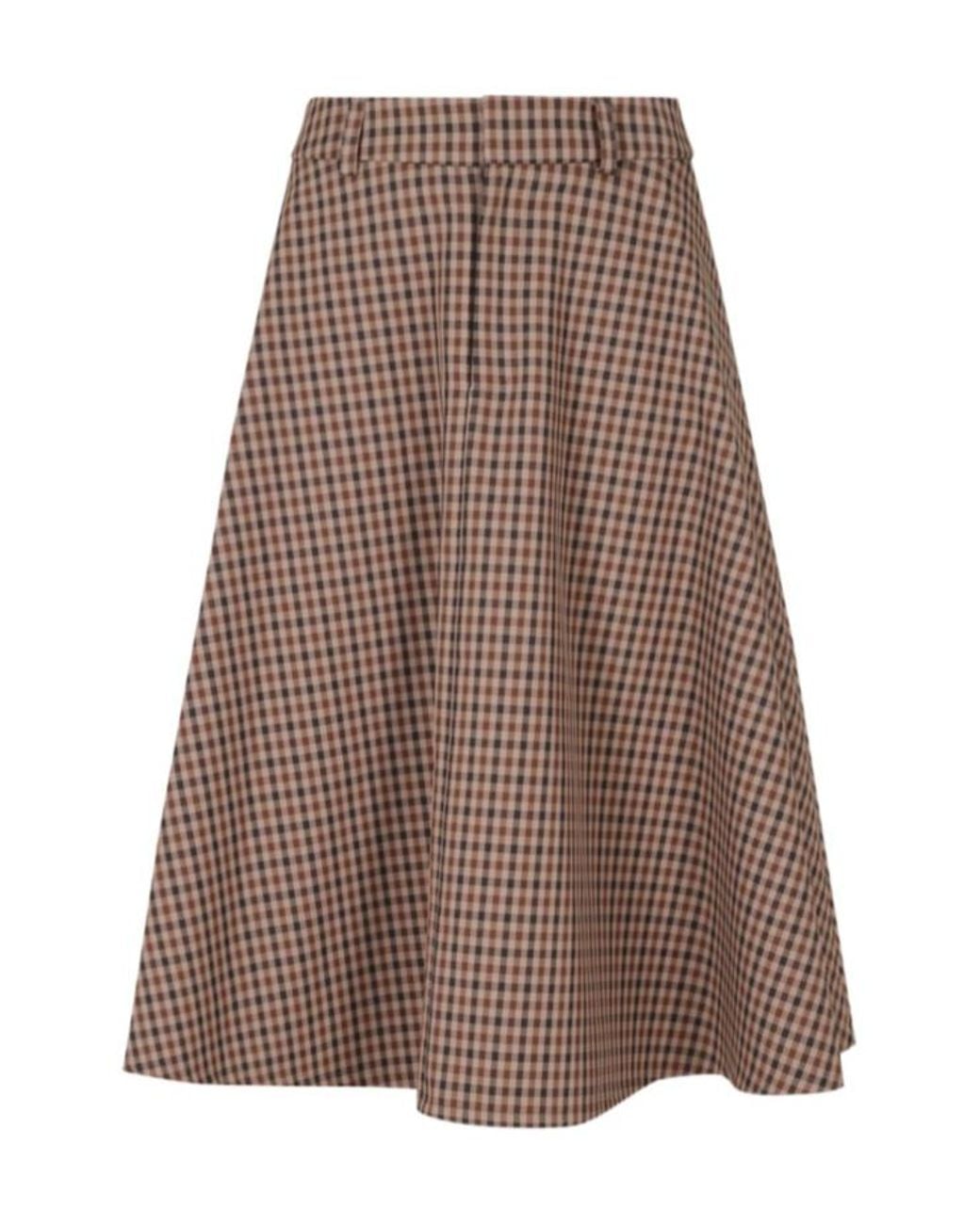 Dondup Brown Checked Zipped Skirt