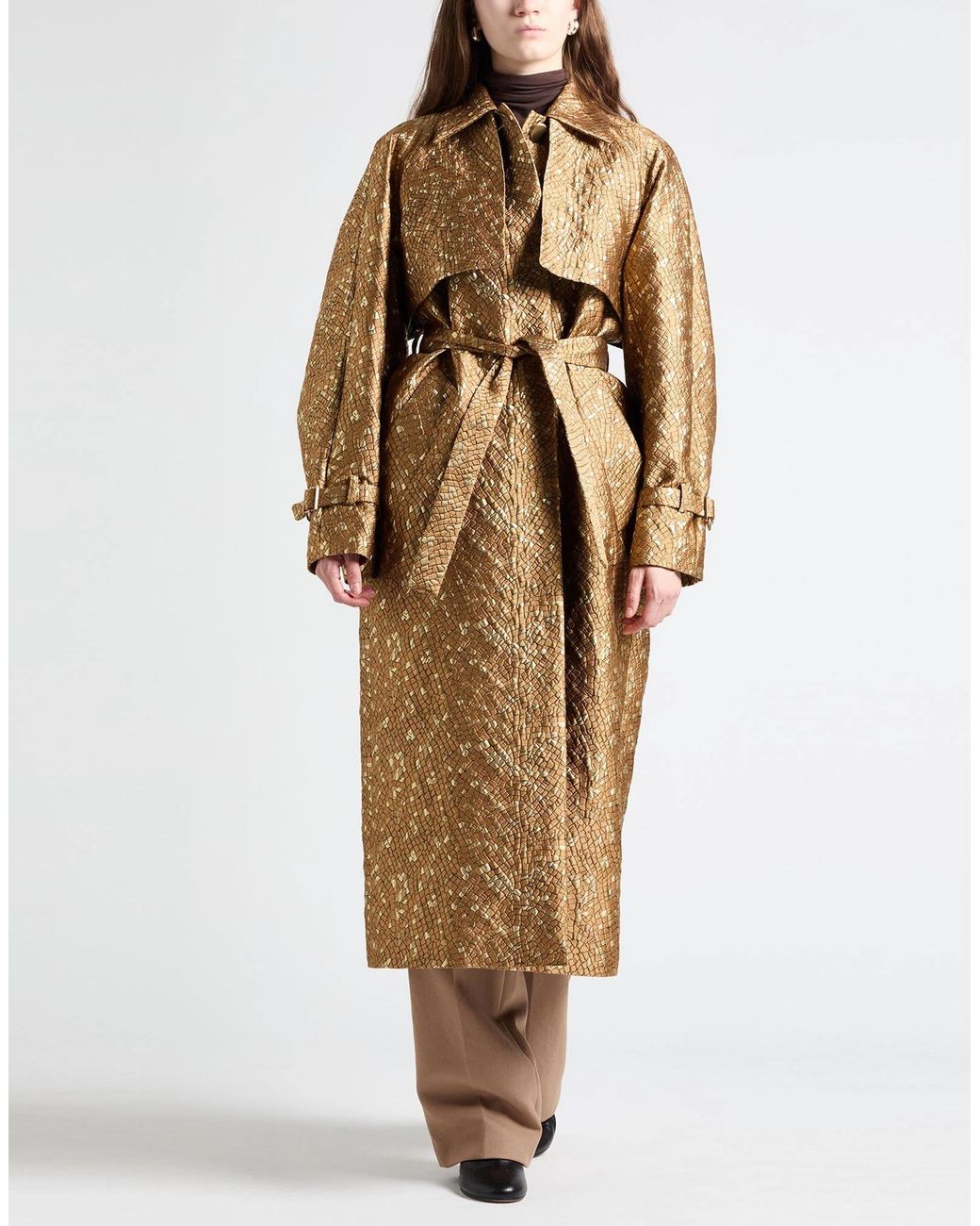 Max Mara Natural Two-Tone Long Trench Coat