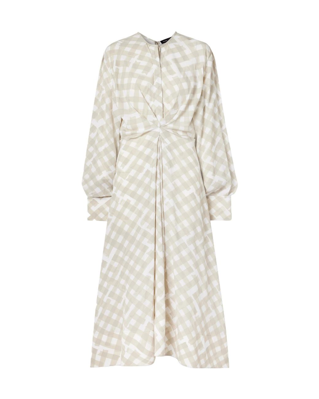 Proenza Schouler White Keria Gathered Checked Crepe De Chine Midi Dress