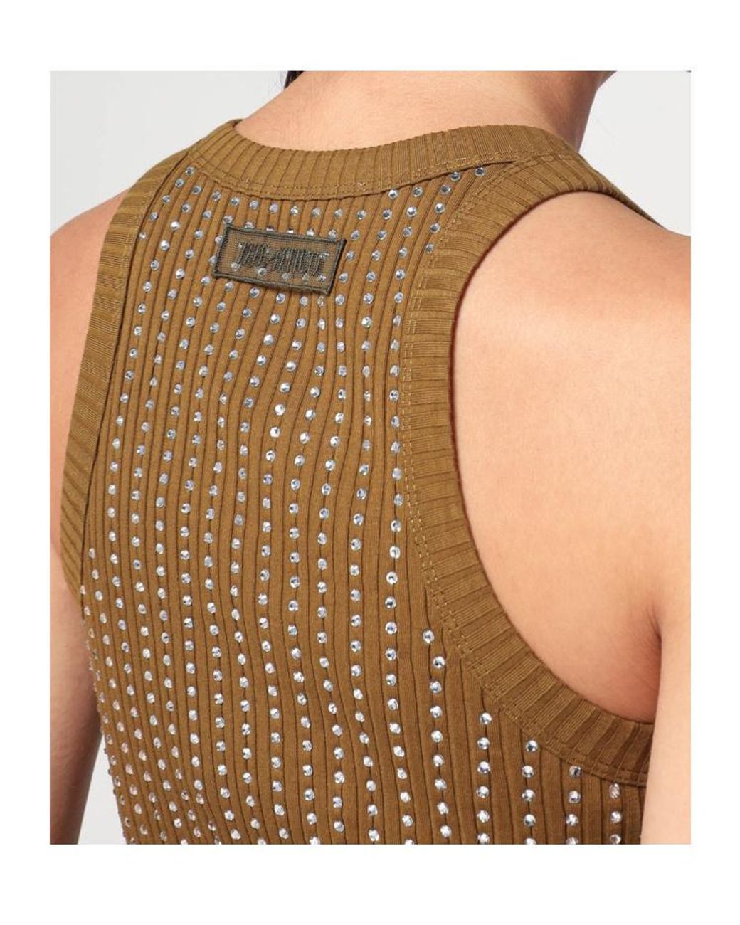 The Attico Natural Mini Dress With Rhinestones