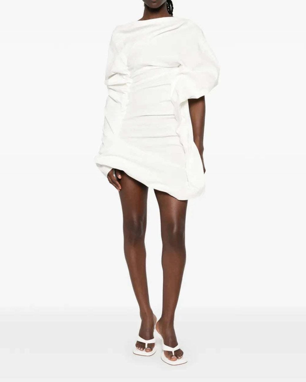 Issey Miyake White Draped Mini Dress