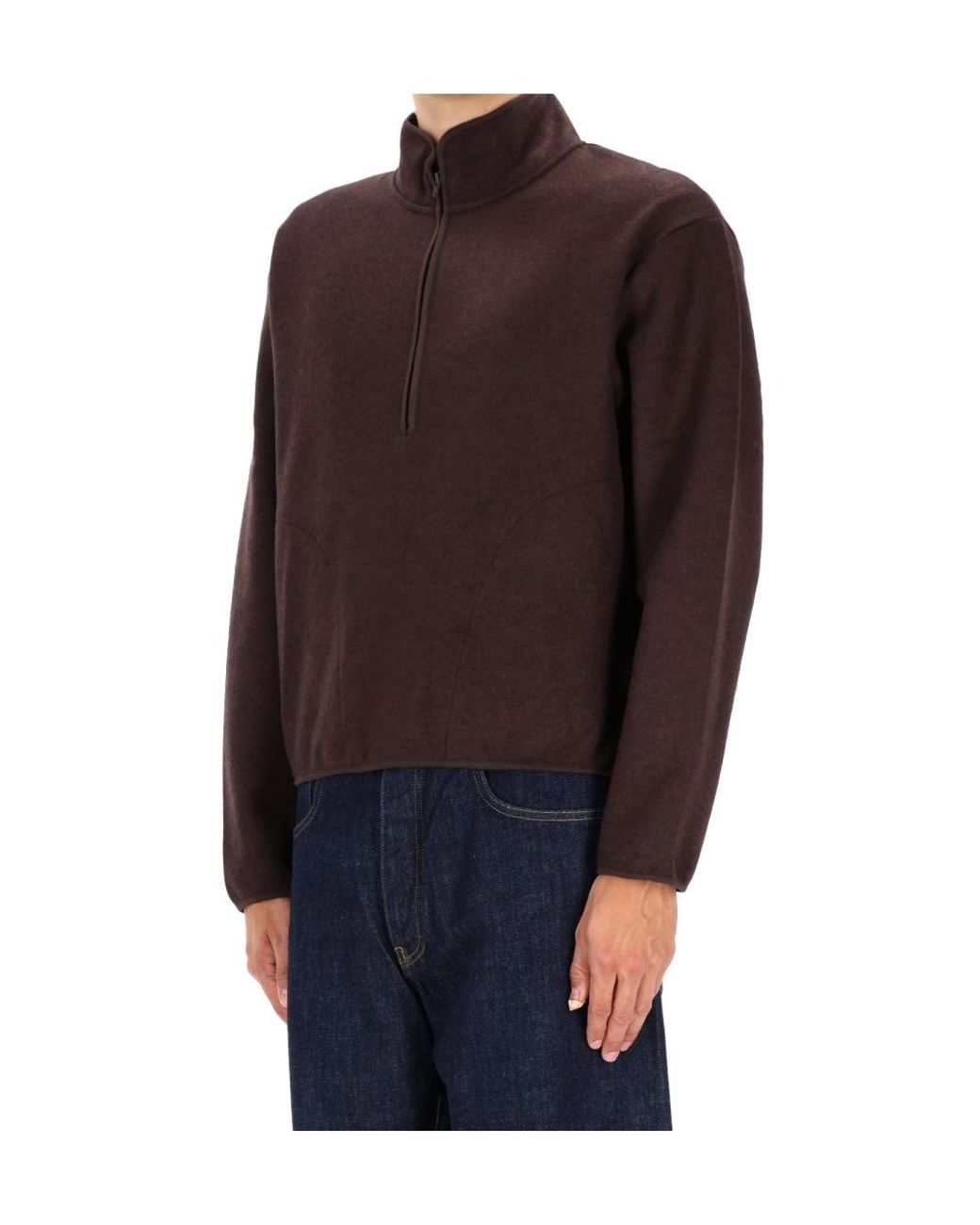 sunflower Brown Half-Zipped Long Sleeved Sweater for men