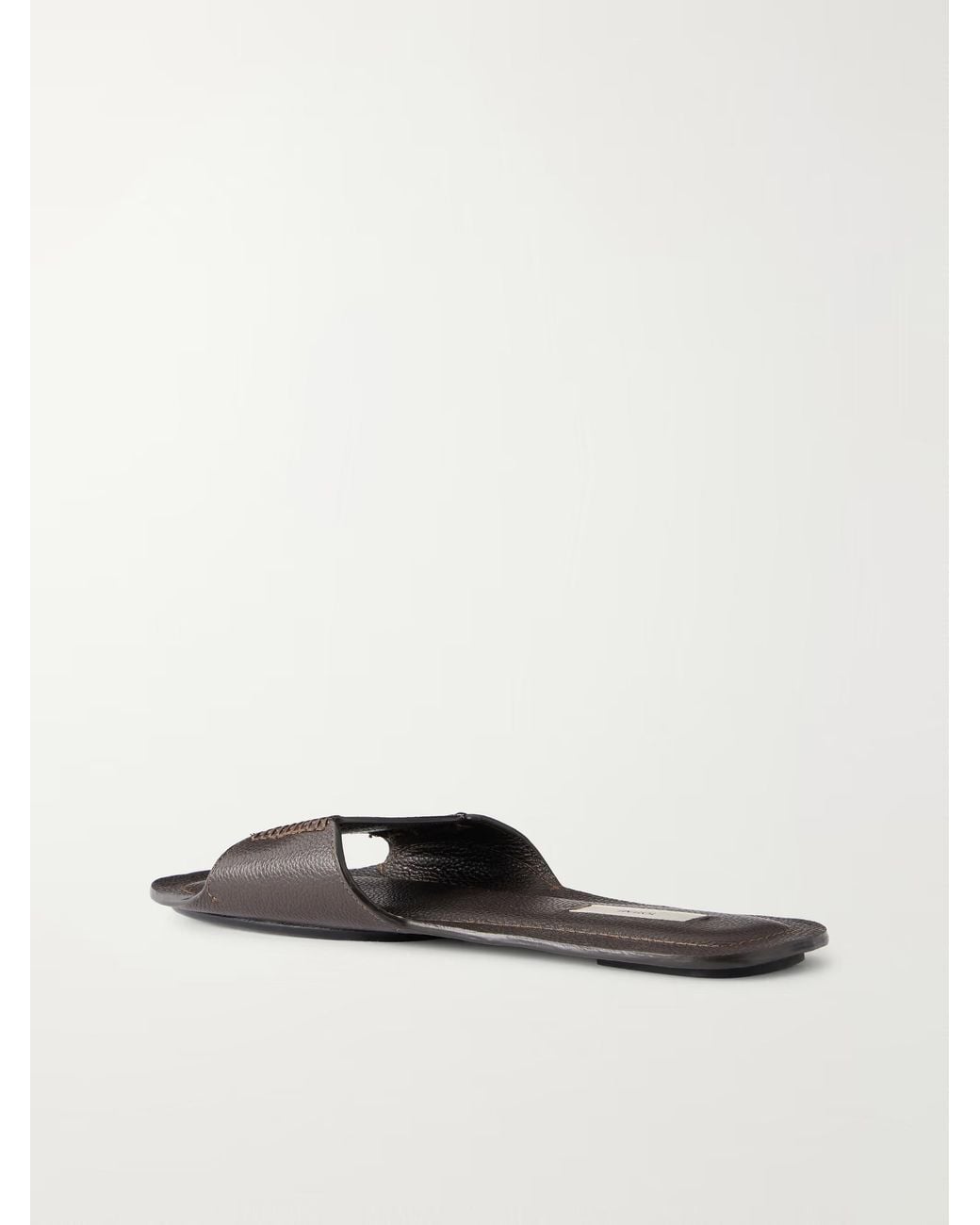 Totême Brown Textured-Leather Slides