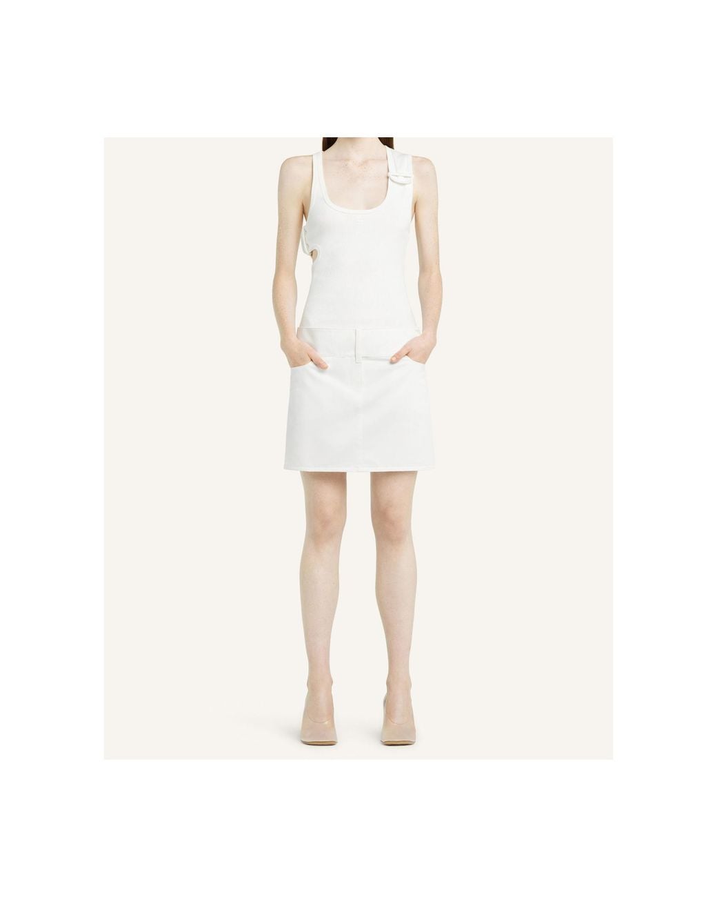 Courreges White Courrèges 90's Ribbed Cut-Out Detailed Tank Top