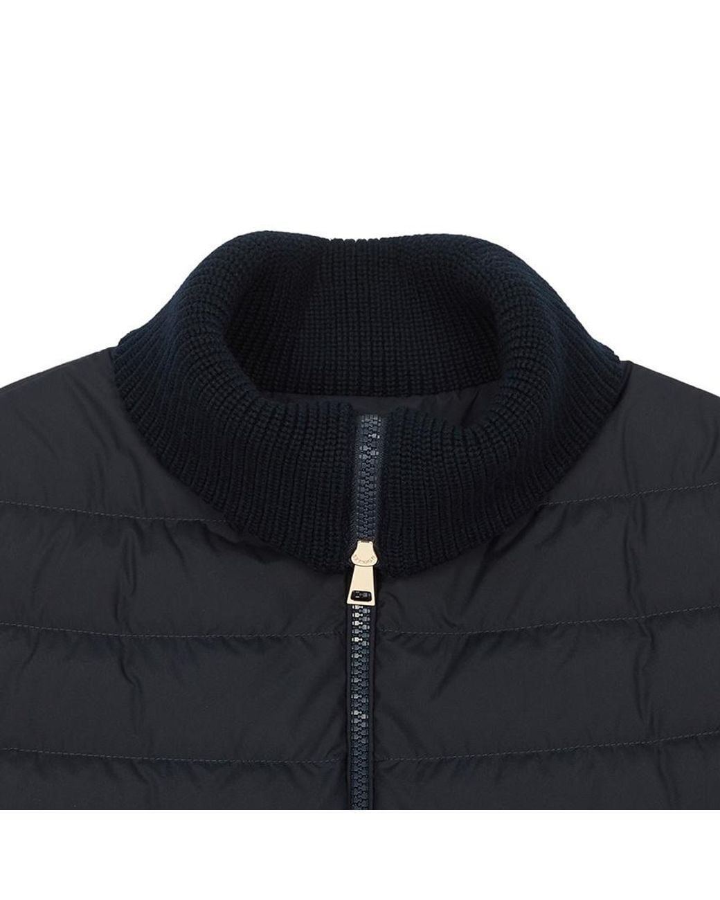 Moncler Blue Quilted Panel Zip Cardigan