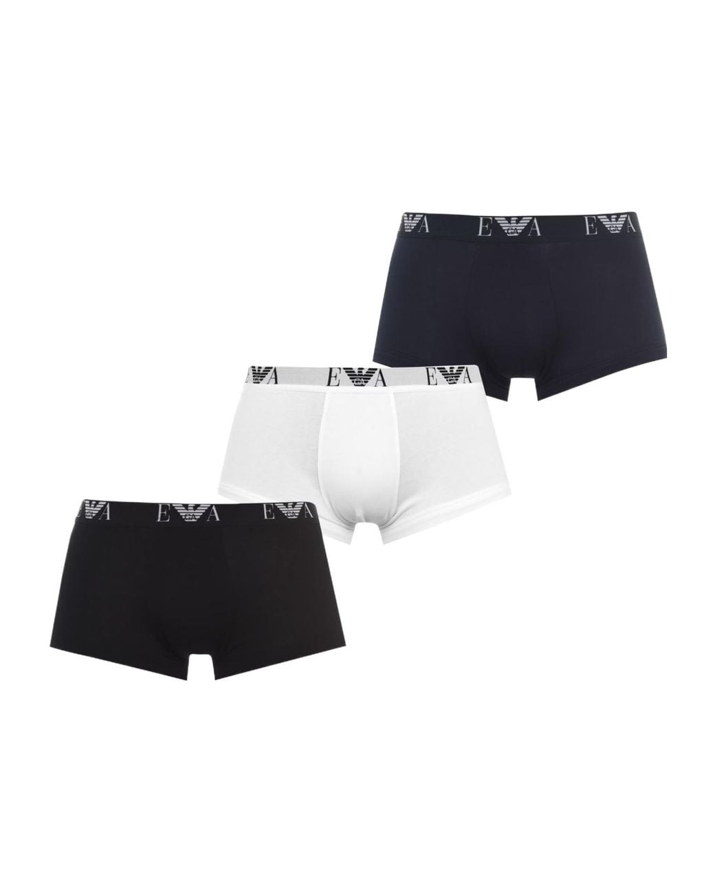 Emporio Armani Blue 3 Pack Monogram Logo Trunks for men