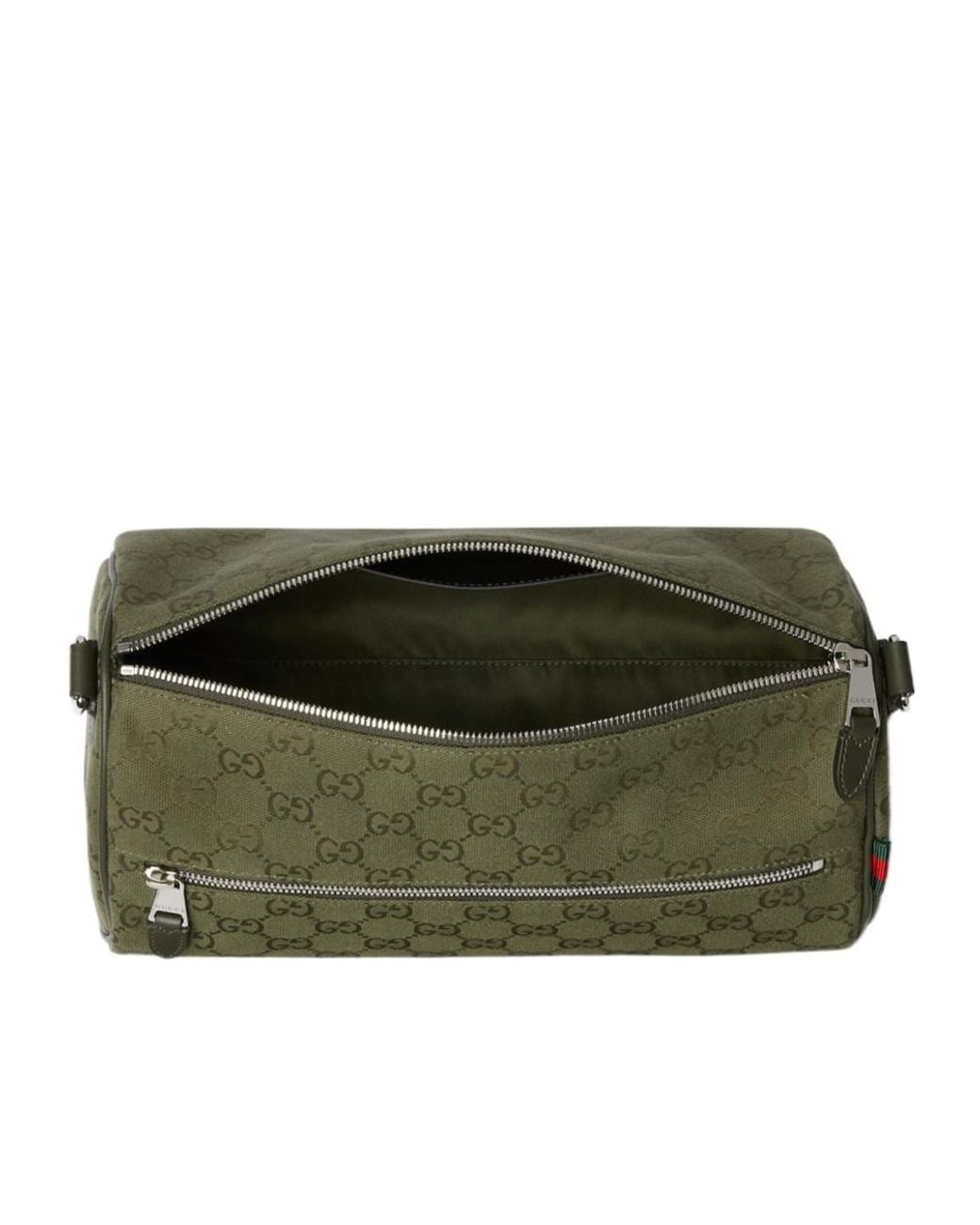 Gucci Green Gg Monogrammed Cylinder Duffle Bag for men