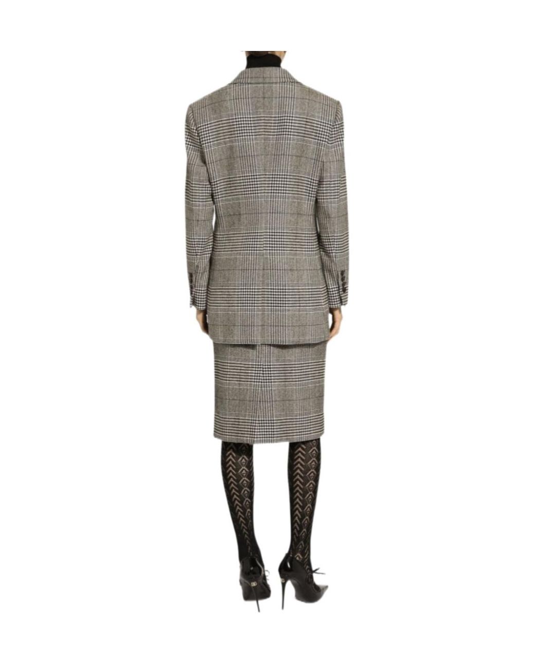 Dolce & Gabbana Gray Long-Sleeved Checked Jacket
