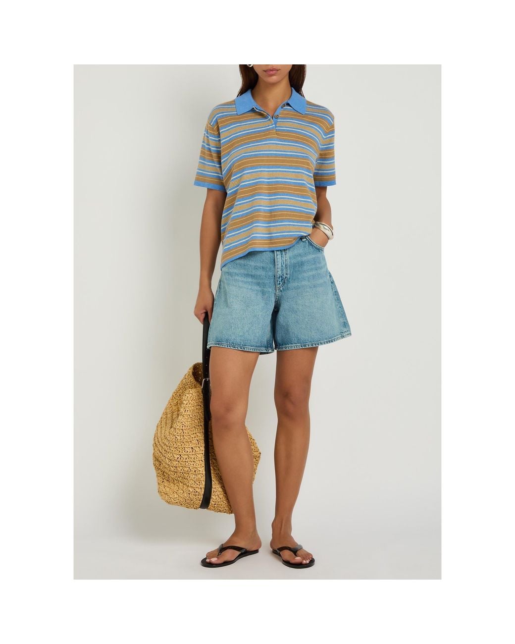 Rag & Bone Blue High-Waist Denim Shorts
