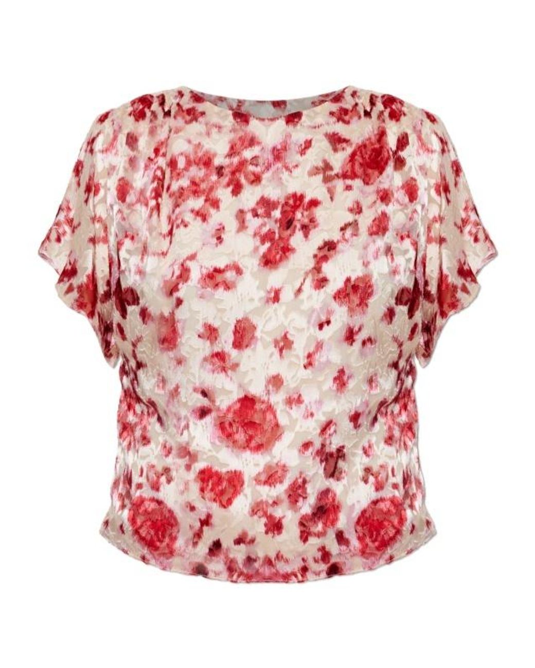 Isabel Marant Red Floral Short Sleeve Top