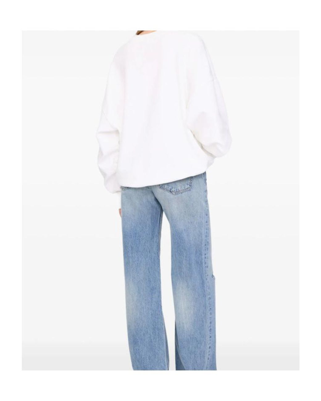 Anine Bing White Miles Logo Embroidered Sweatshirt