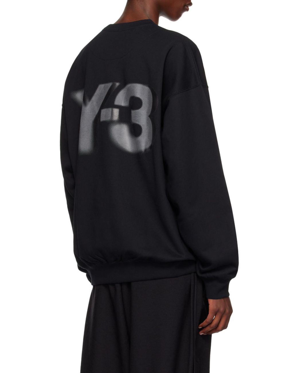 Y-3 Black Logo Printed Crewneck Sweatshirt for men