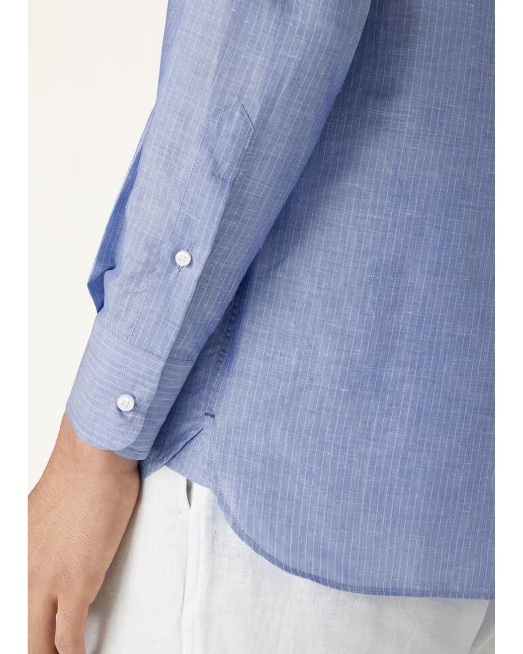 Loro Piana Blue Elia Striped Shirt for men