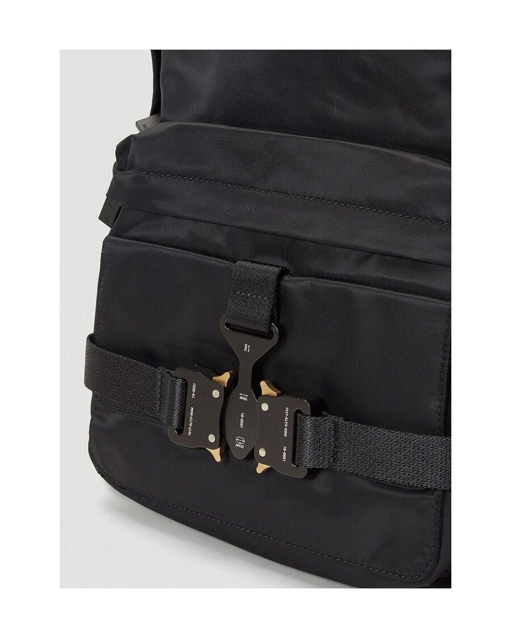 1017 ALYX 9SM Black Tri-Con Logo Buckle Backpack for men