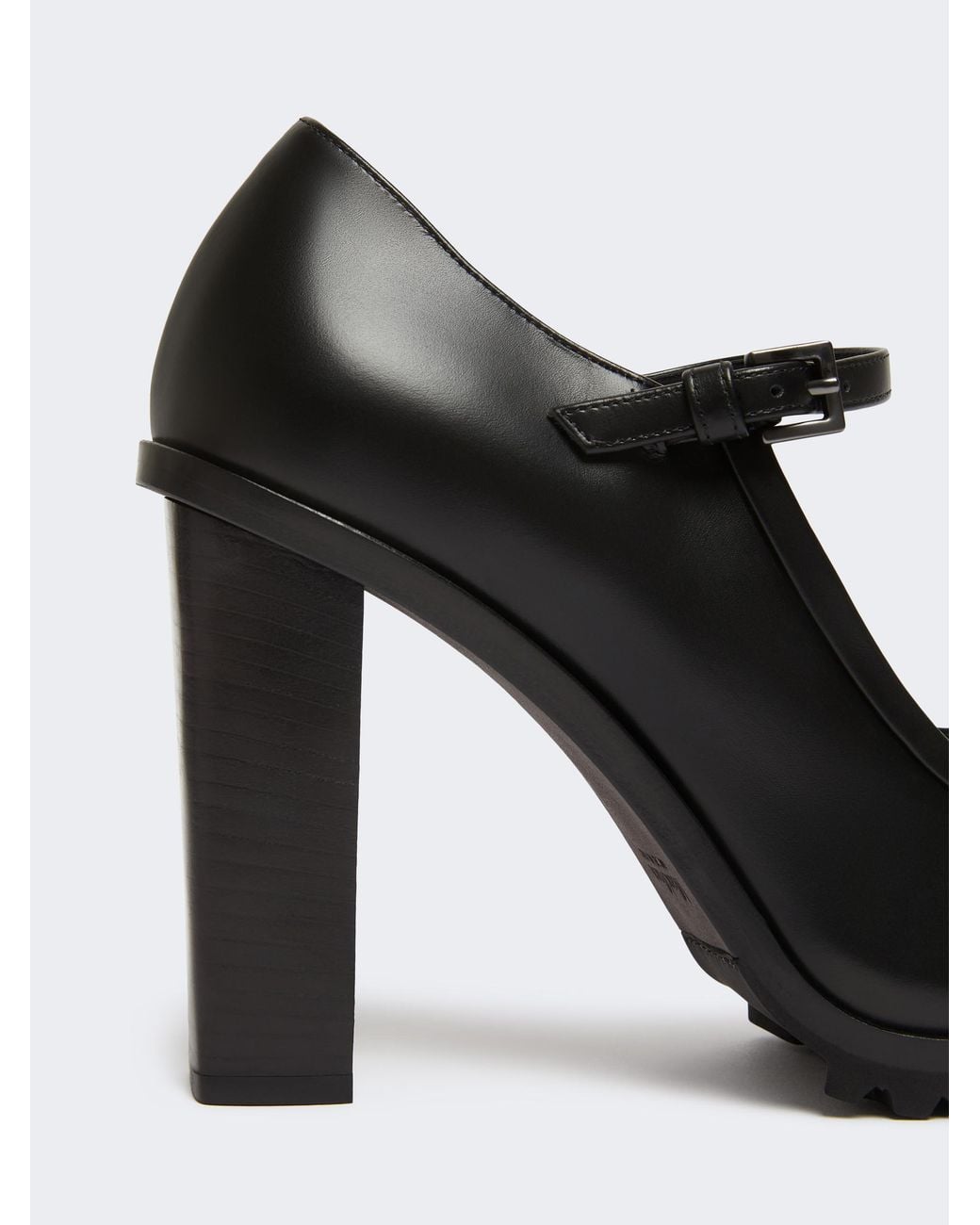 Max Mara Black Mary Buckle-Strap Block Heel Pumps
