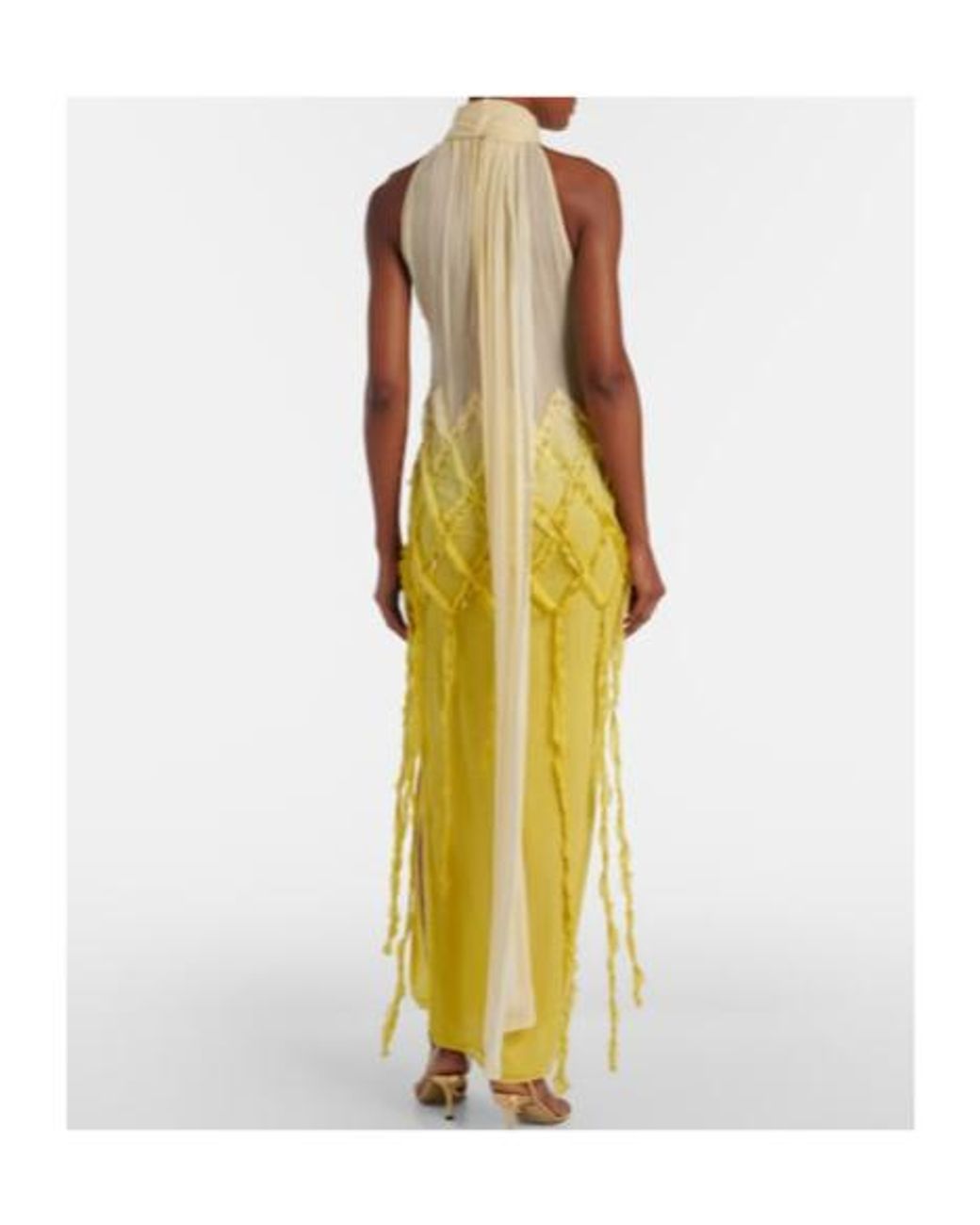 Blumarine Yellow Embellished Crepon Maxi Dress
