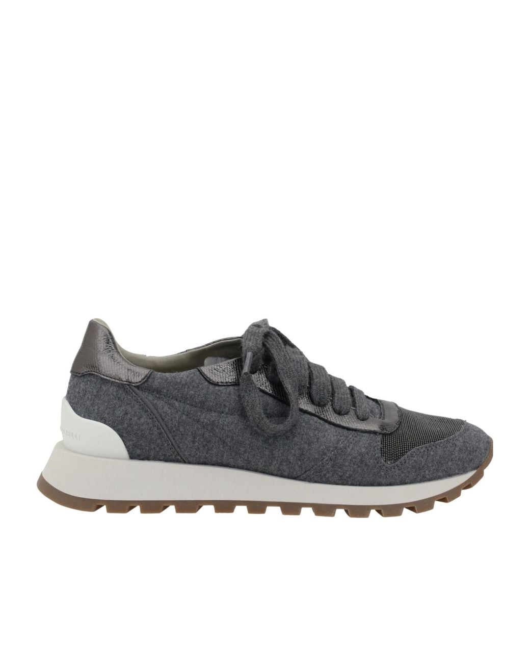 Brunello Cucinelli Gray Lace-Up Sneakers
