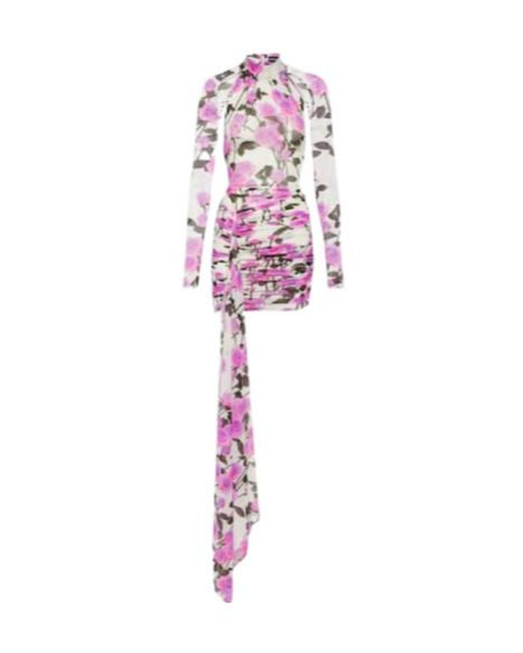 David Koma Pink Floral Ruched Minidress