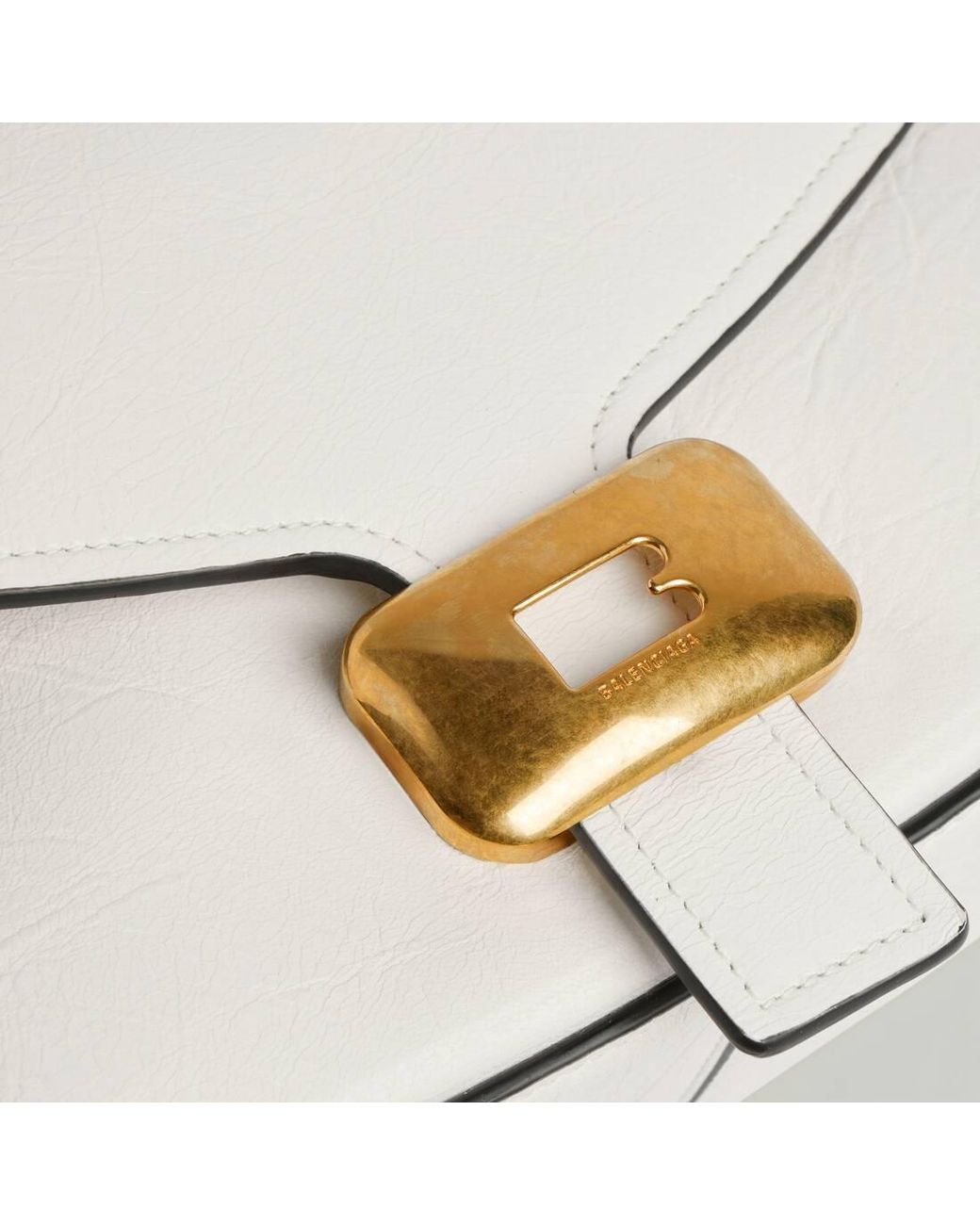 Balenciaga White Clicca Medium Shoulder Bag