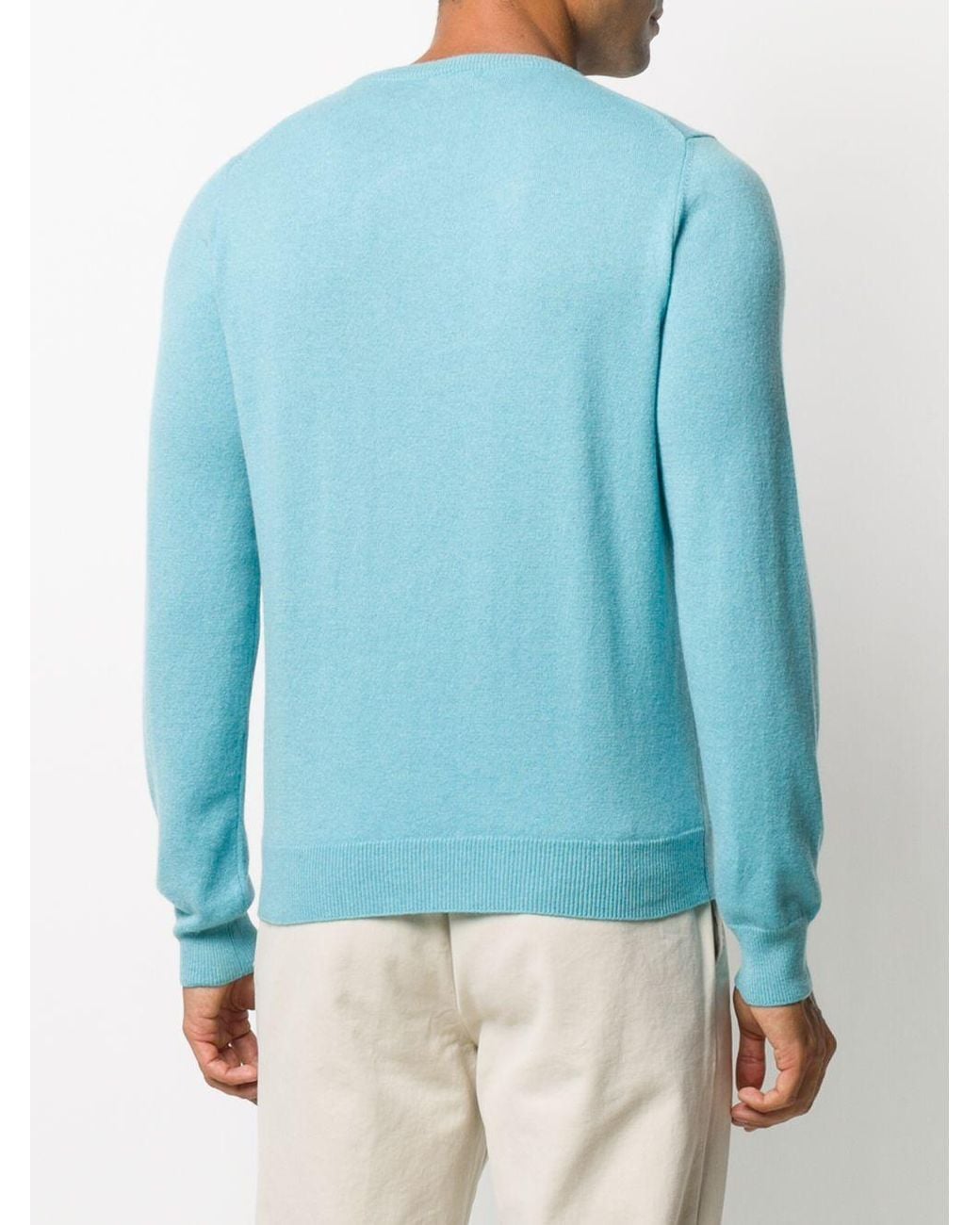 Malo Blue Crew-Neck Knitted Sweater for men