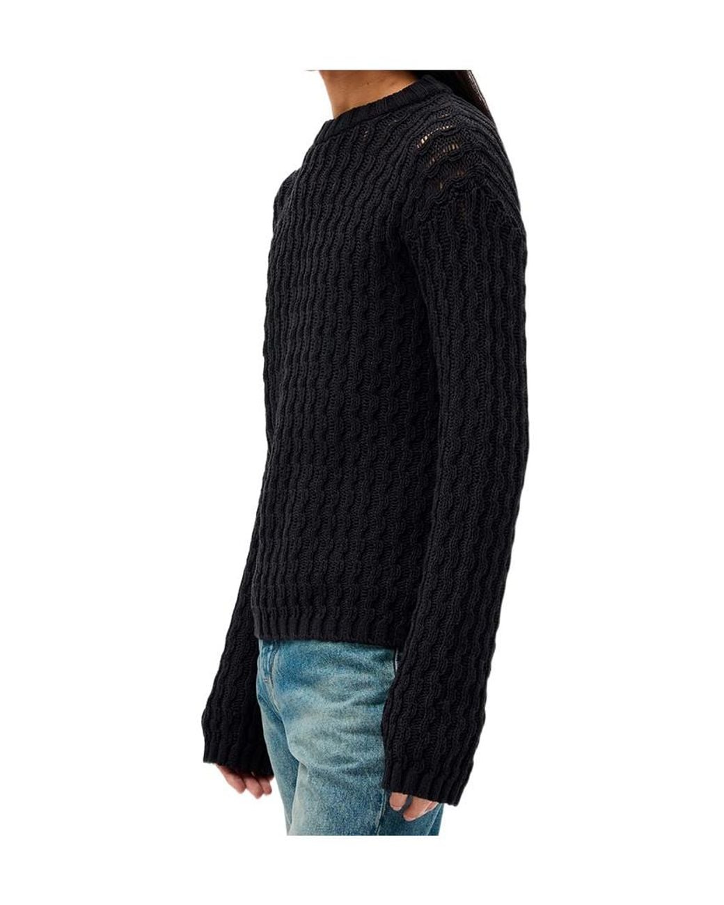 Ann Demeulemeester Black Areld Chunky-Knit Cotton Sweater for men