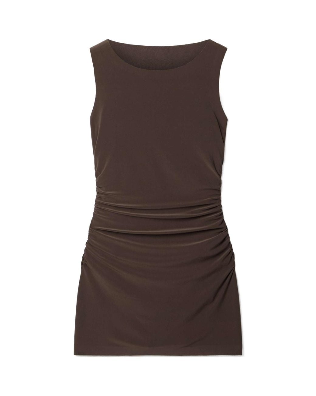 Norma Kamali Brown Pleated Sleeveless Dress