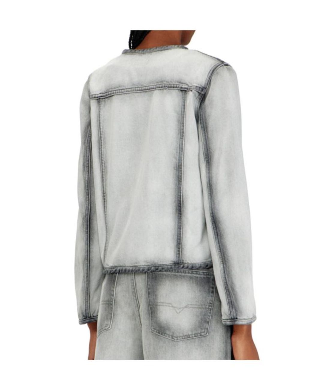 DIESEL Gray De Grafy Fsi Cropped Denim Jacket