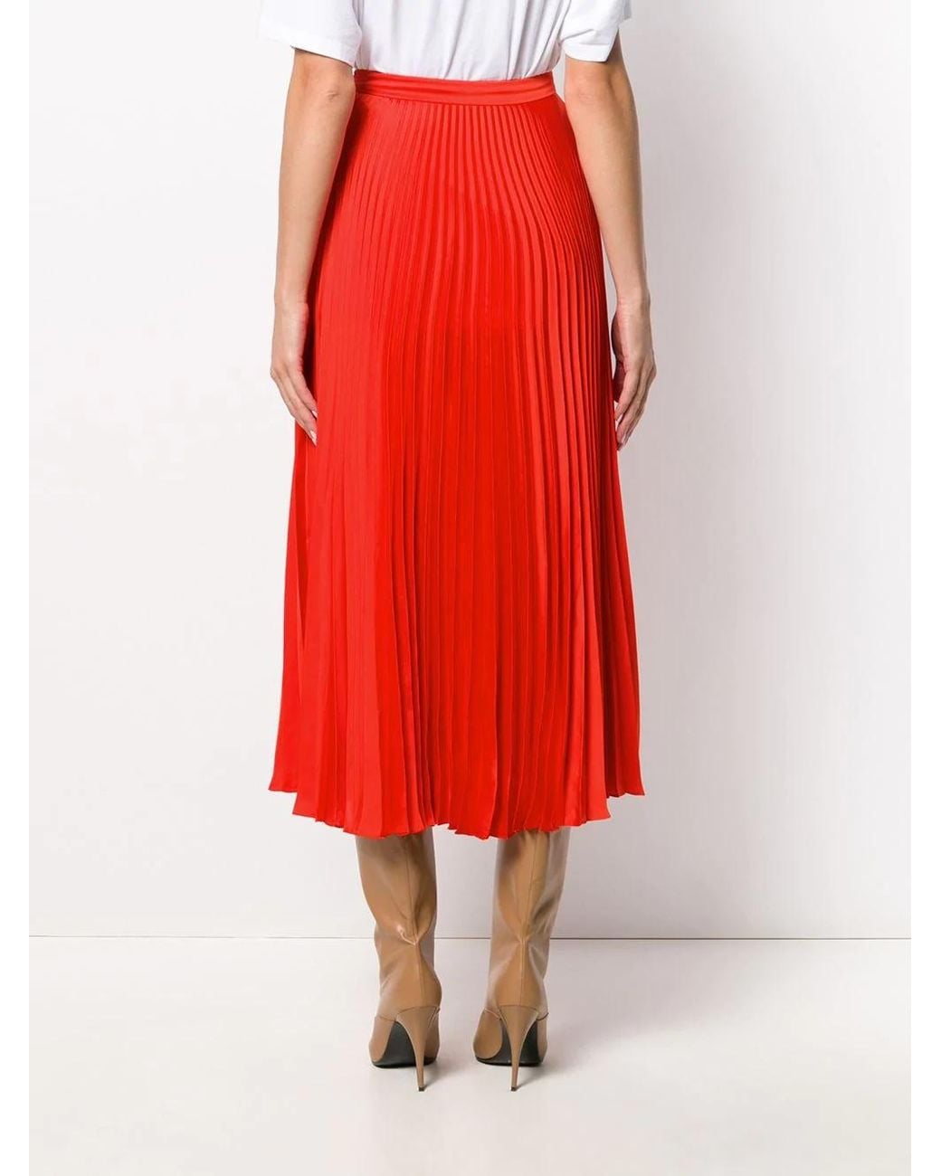 Stella McCartney Red Alpha Pleated Midi-Skirt