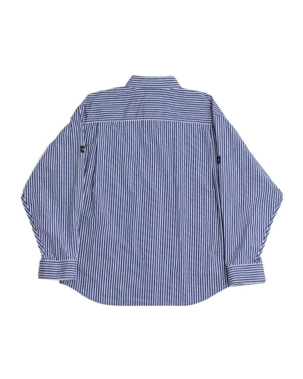 Balenciaga Blue Button-Up Striped Shirt for men