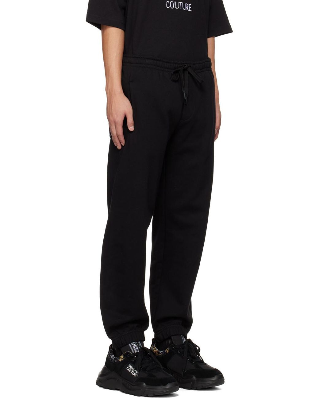 Versace Jeans Black Logo-Print Track Pants for men