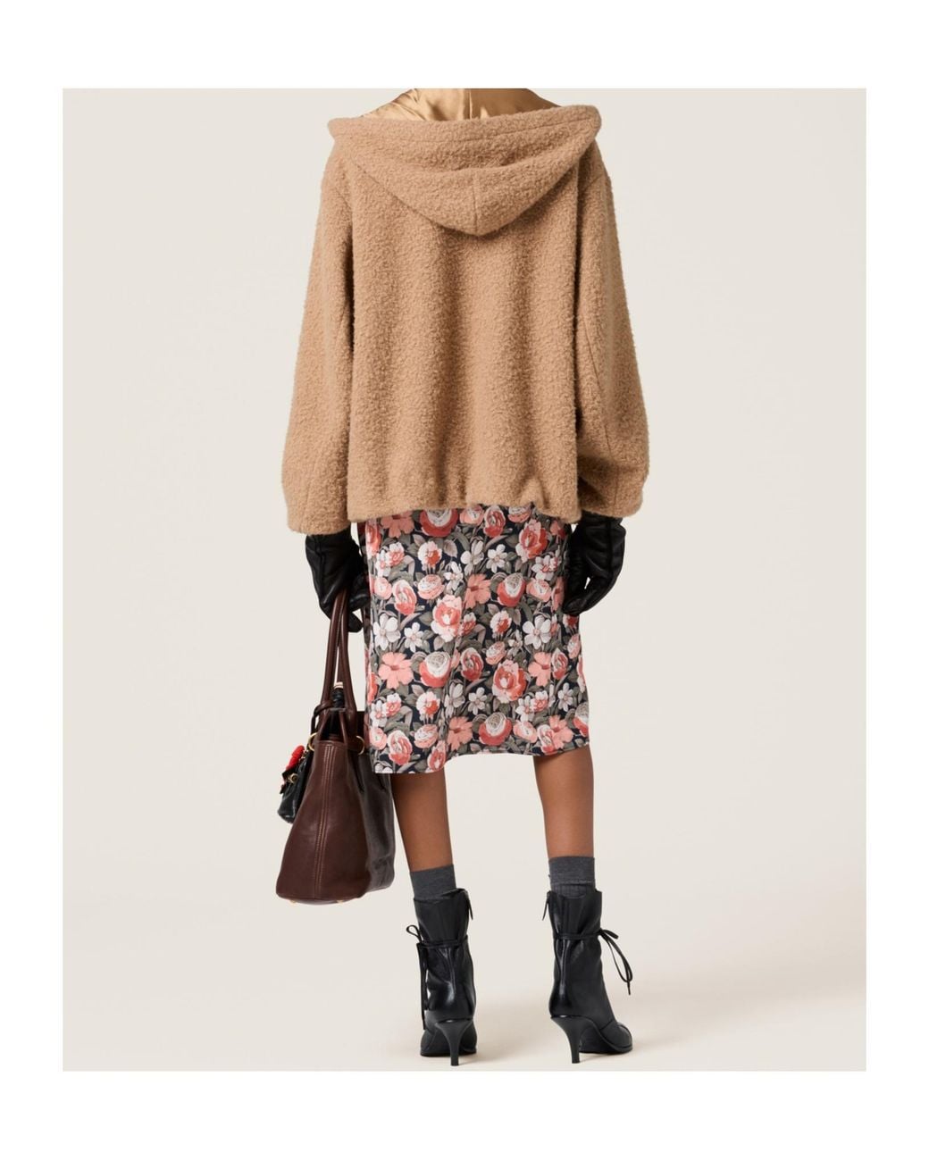 Miu Miu Brown Pile Hoodie Jacket