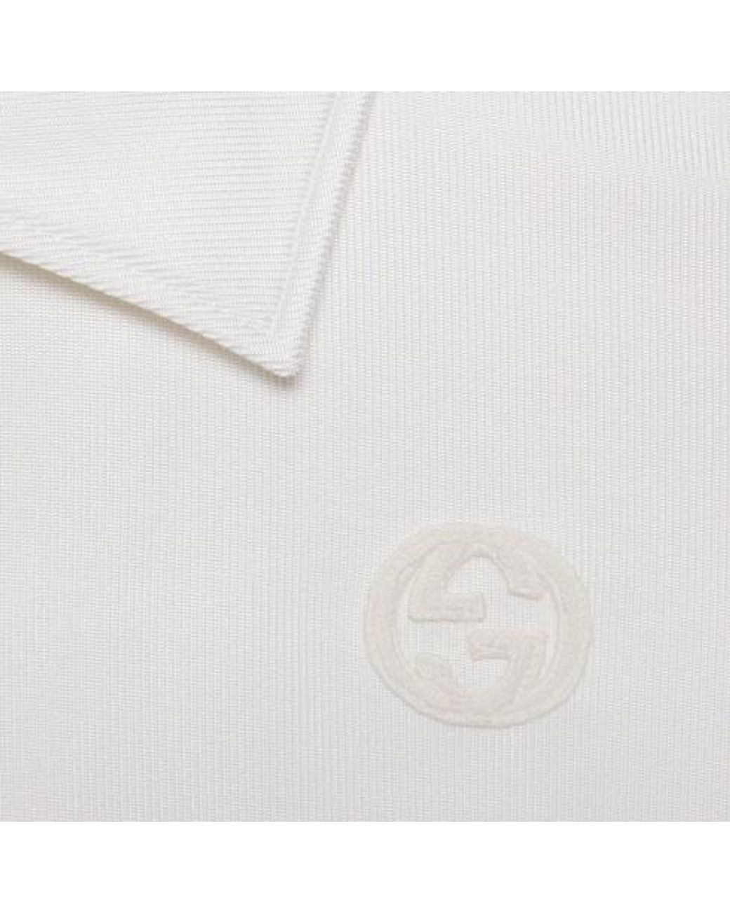 Gucci White Logo Patch Polo Shirt