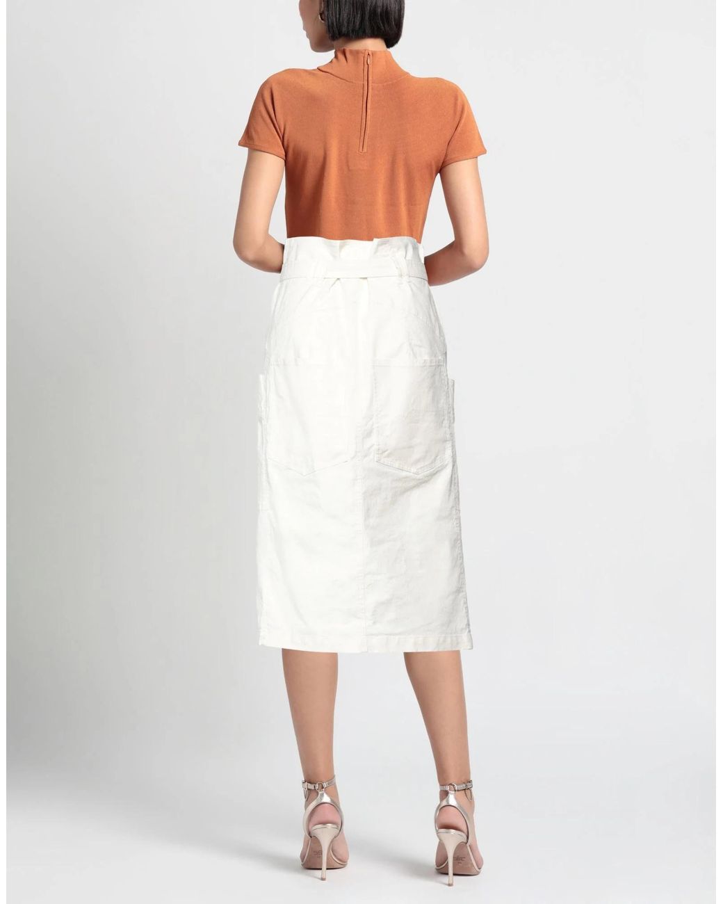 Isabel Marant White Solid Stretch Skirt