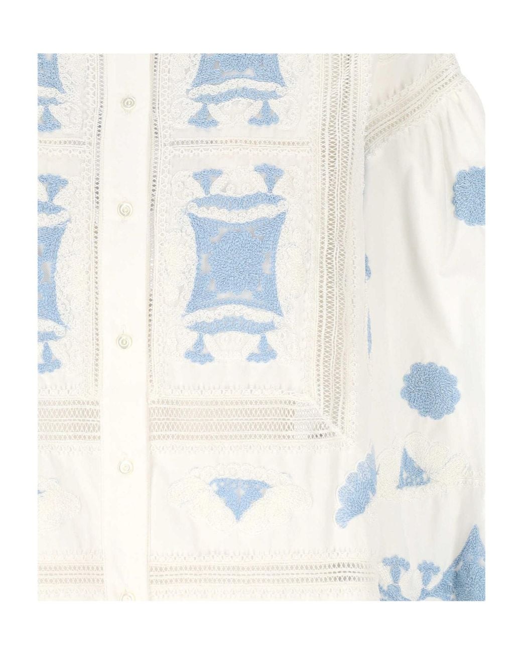 Ermanno Scervino White Embroidered Lace-Trim Blouse