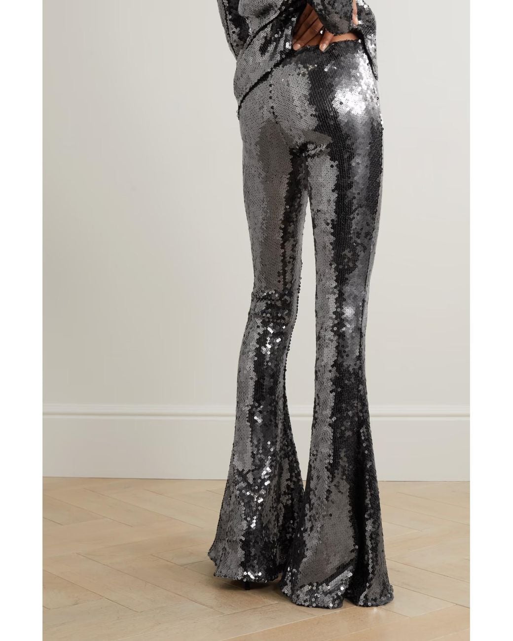 16Arlington Black Koro Sequined Tulle Flared Pants