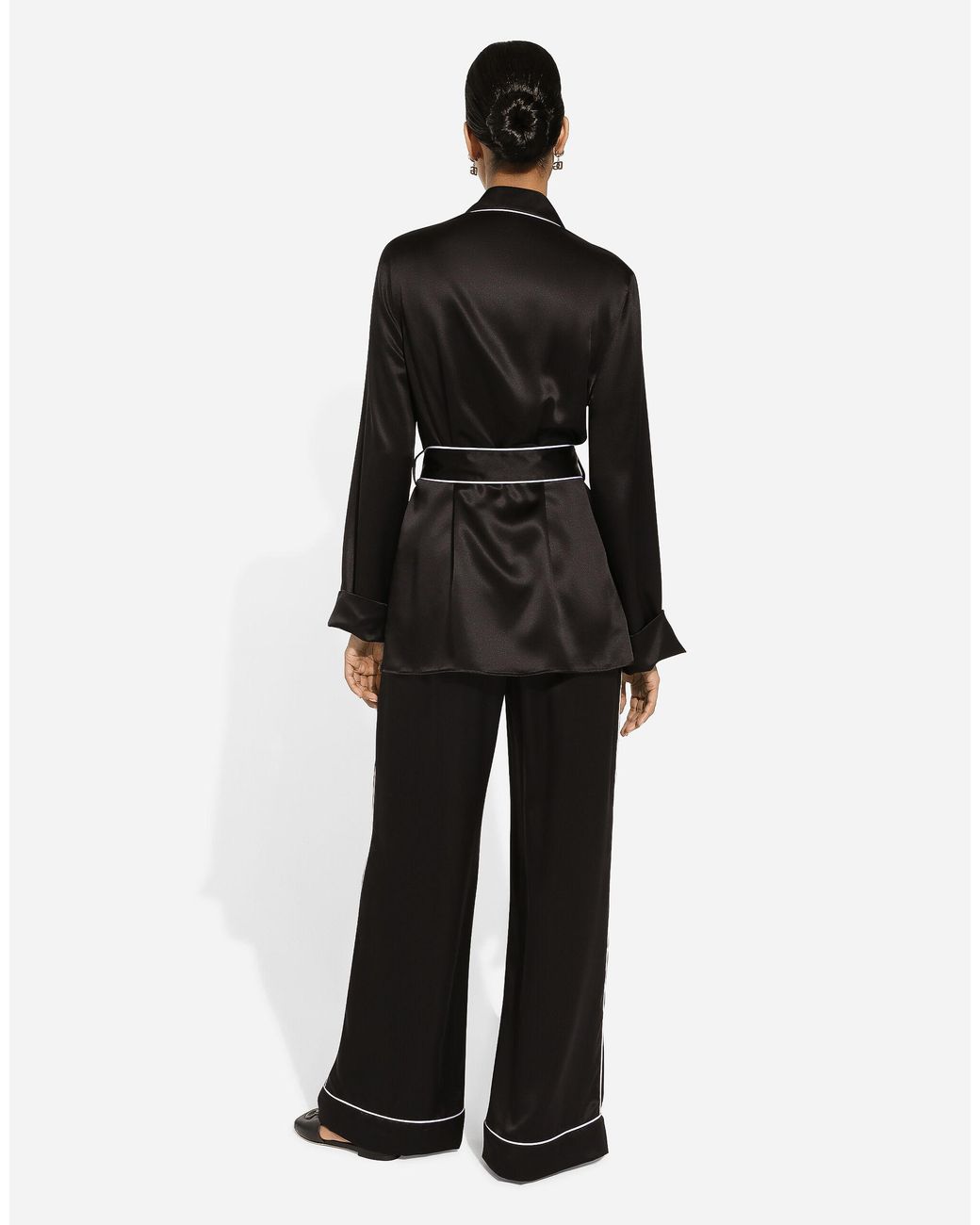 Dolce & Gabbana Black Contrasting Piping Pajama Pants
