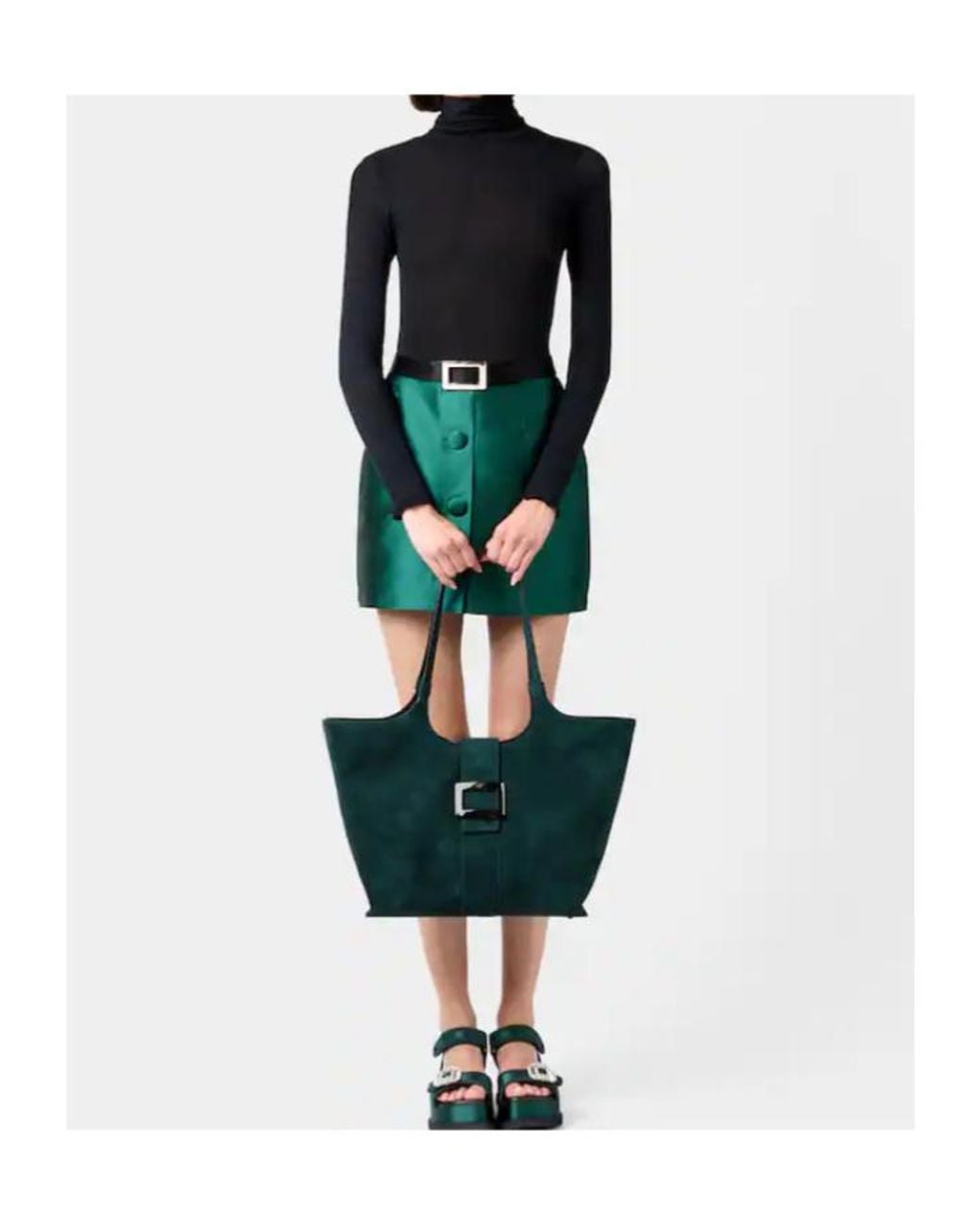 Roger Vivier Green Belle Vivier Medium Shopping Bag