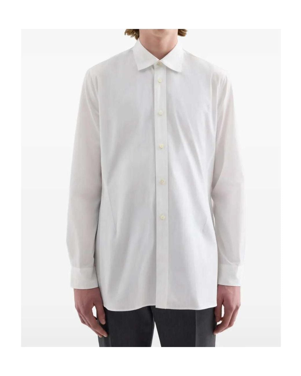 Jil Sander White Poplin Long Sleeves Shirt for men