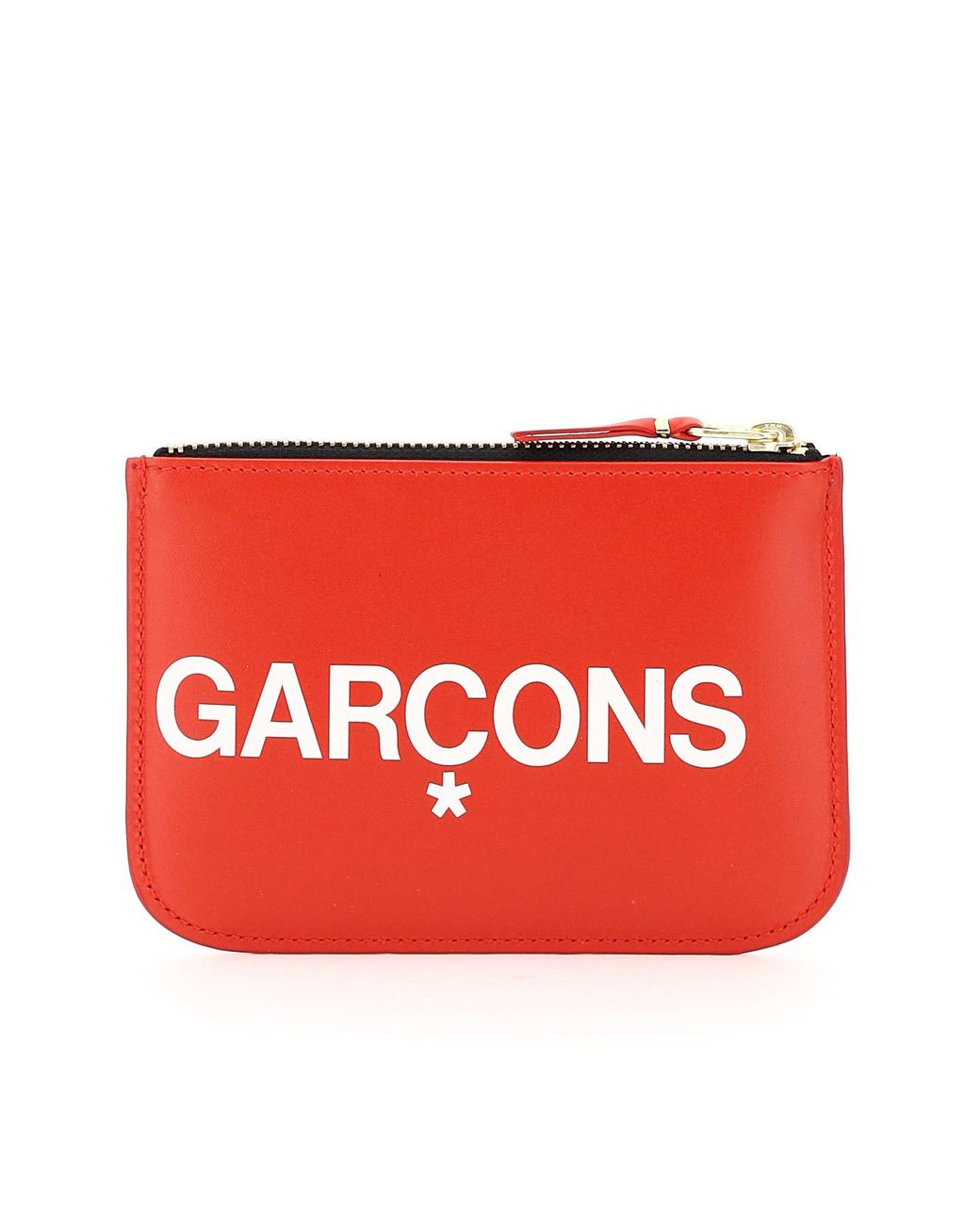 Comme des Garçons Red Comme Des Garçons Wallet Logo Printed Zip-Up Small Clutch Bag