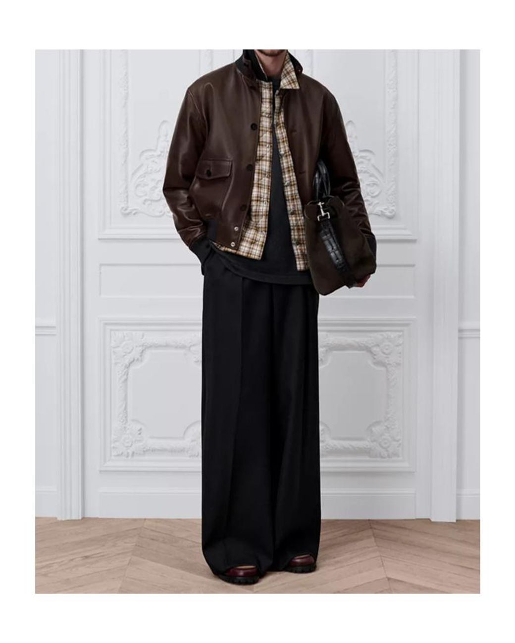Dior Brown Long-Sleeve Leather Jacket for men