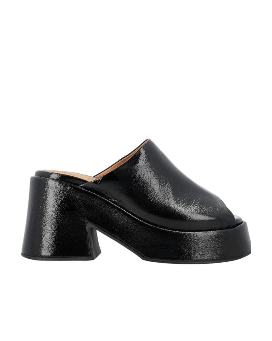 Ganni Black 95Mm Patent-Leather Platform Mules