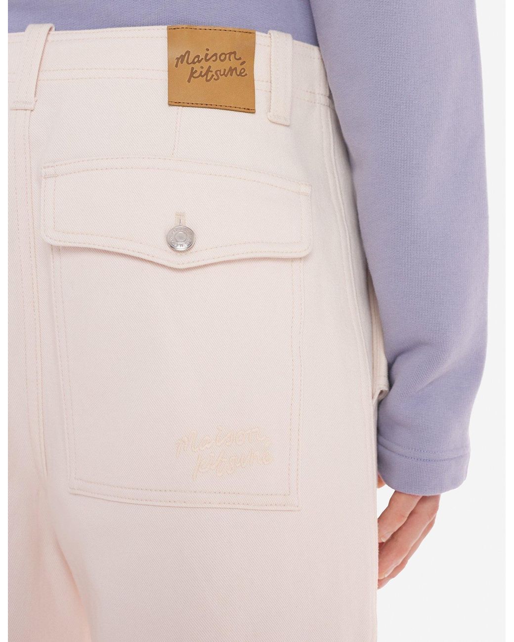 Maison Kitsuné White Maison Kitsuné Logo Patch Straight-Leg Jeans for men