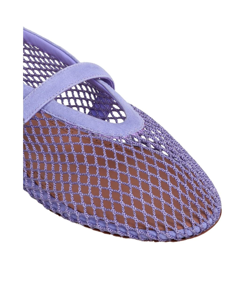 Alaïa Purple Alaïa Buckle Strap Fishnet Ballet Flats