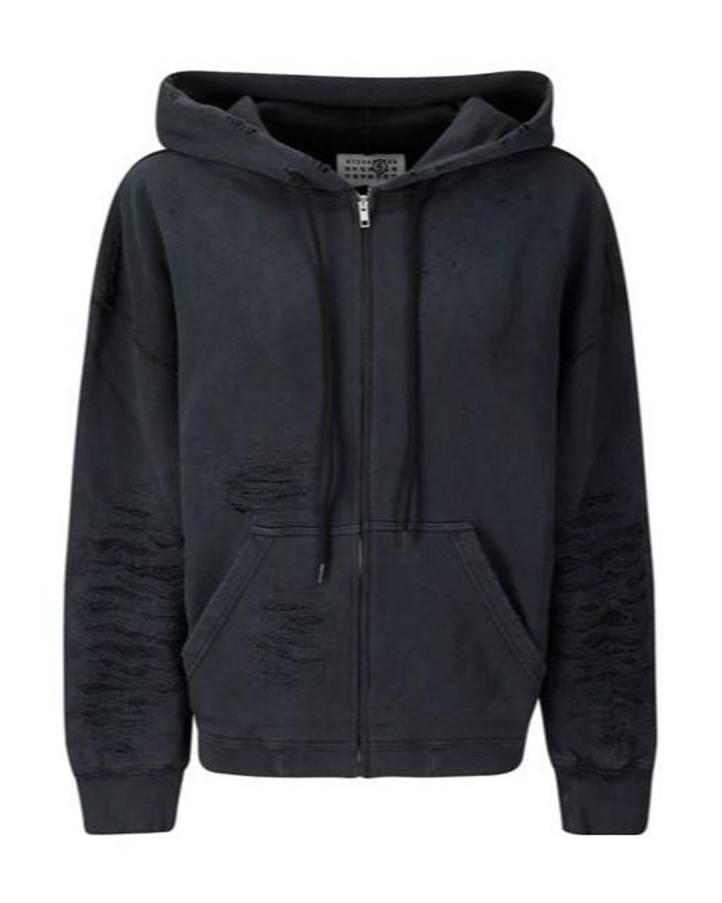 MM6 by Maison Margiela Blue Distressed Zip-Up Hoodie for men
