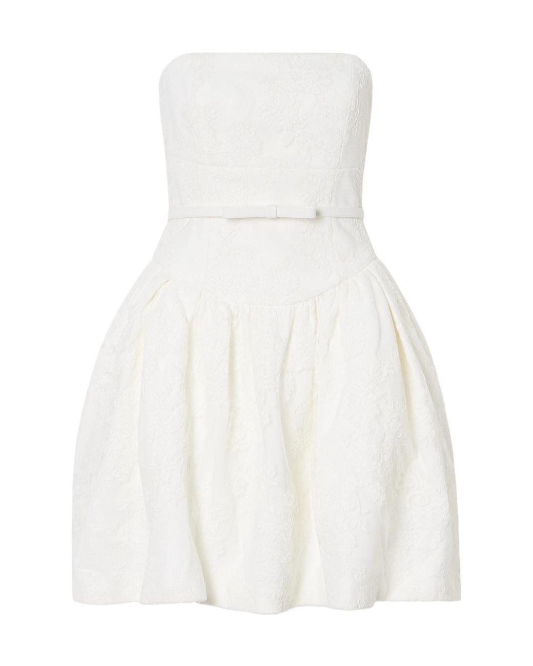 Self-Portrait White Bandeau-Style Lace Mini Dress